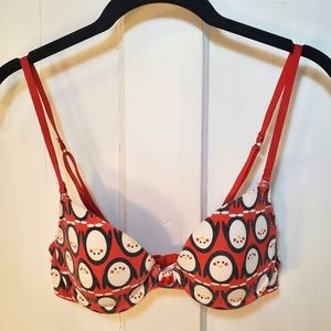 LAST CHANCE! 34B Push up Bra Cute Red Penguin Pattern